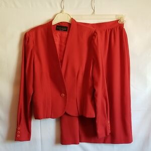 Red Blazer and Skirt Set